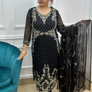Black Karchupi Work Dress